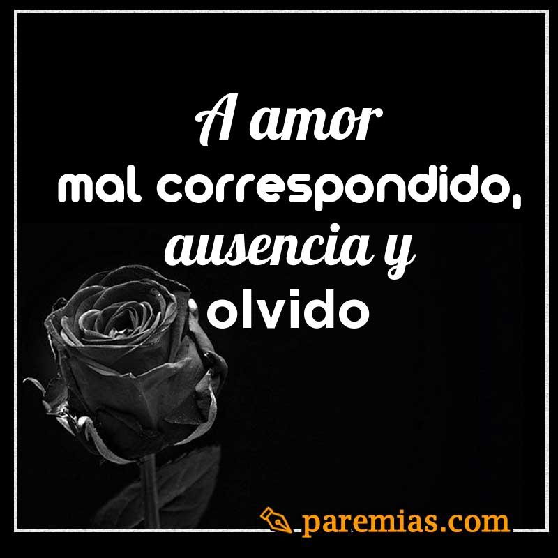 A amor mal correspondido, ausencia y olvido