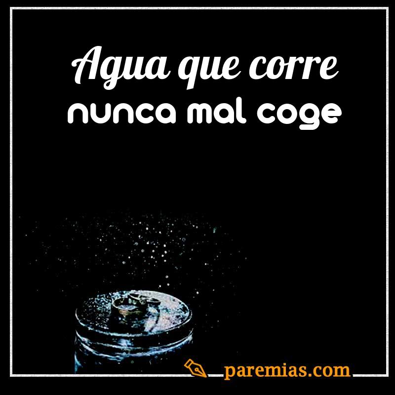 Agua que corre nunca mal coge
