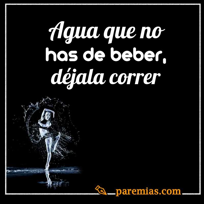 Agua que no has de beber, déjala correr
