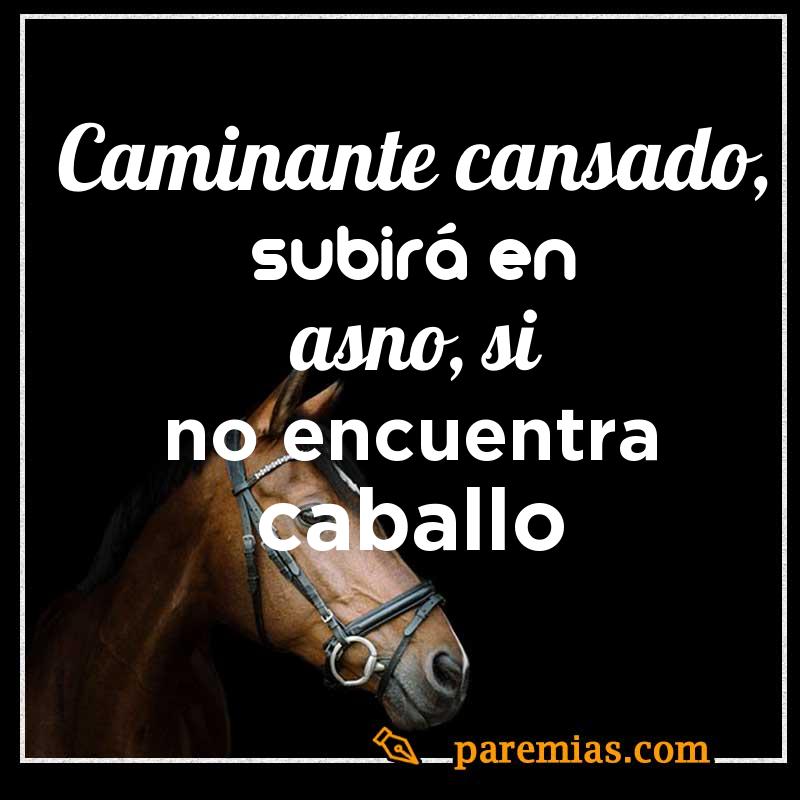 Caminante cansado, subirá en asno, si no encuentra caballo