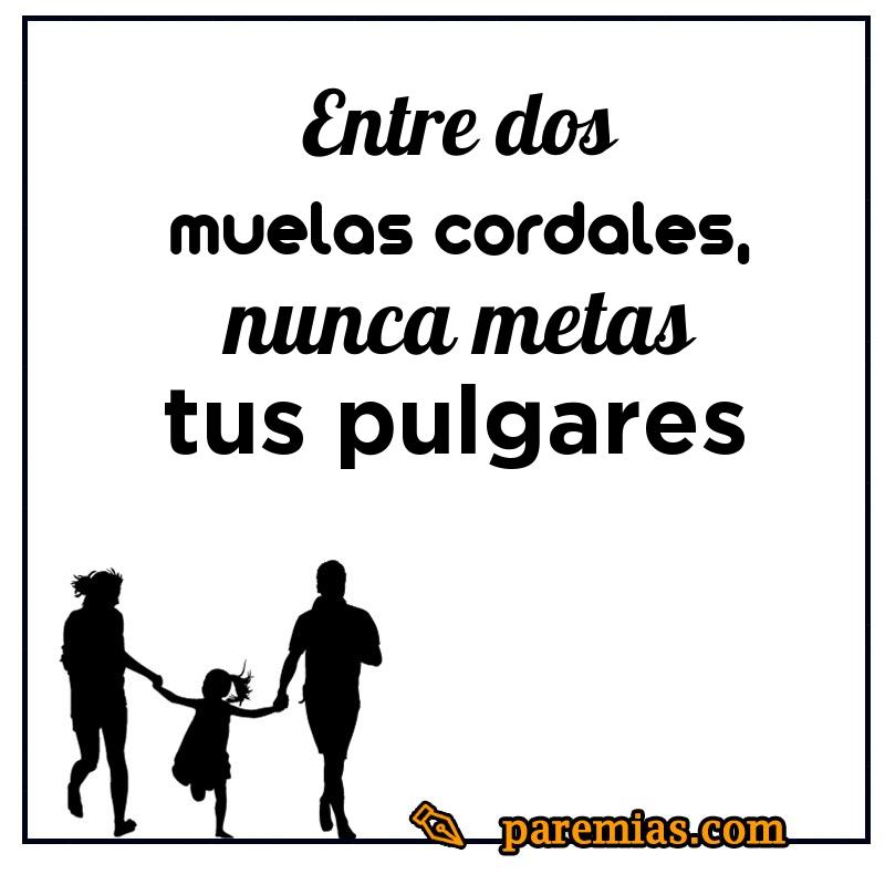 Entre dos muelas cordales, nunca metas tus pulgares