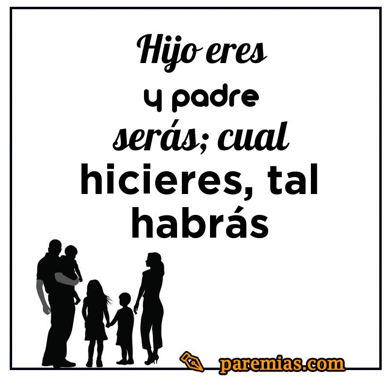 Hijo eres y padre serás; cual hicieres, tal habrás