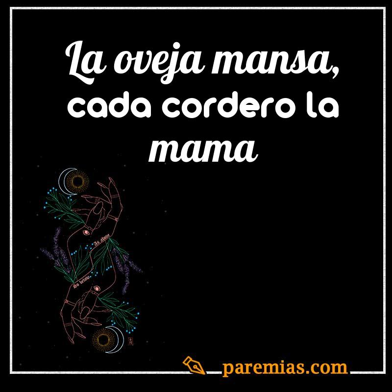 La oveja mansa, cada cordero la mama