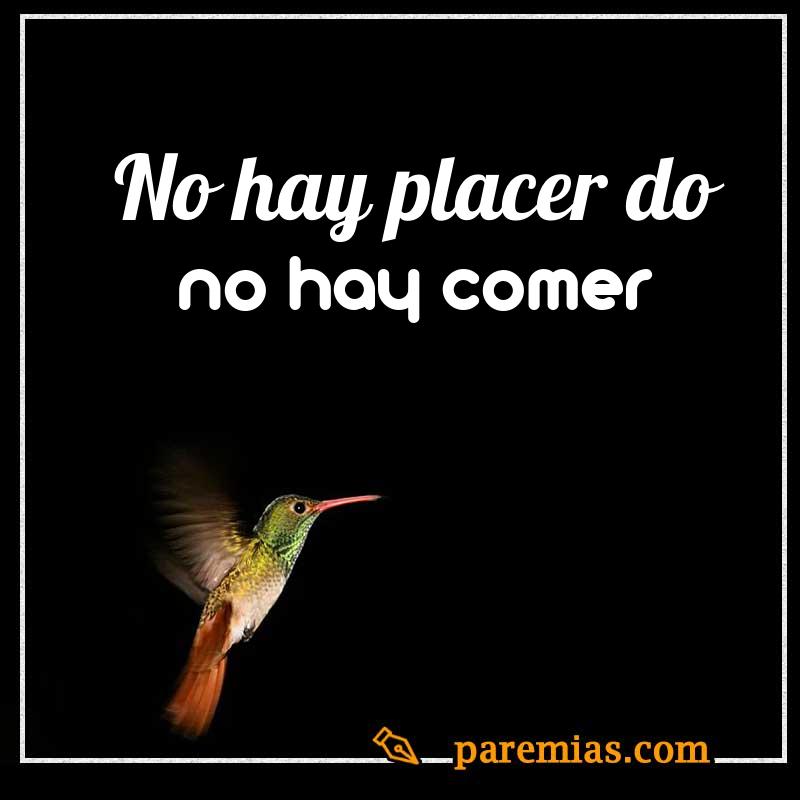 No hay placer do no hay comer